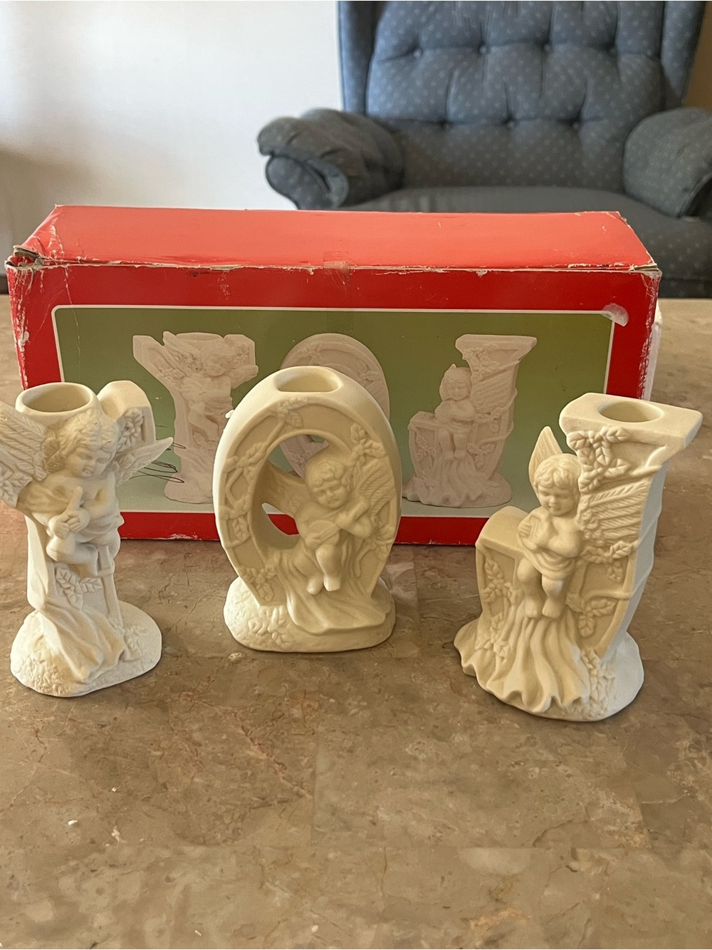 Unbranded Cream Cherub Ceramic Votive Candle Holders - Set of 3